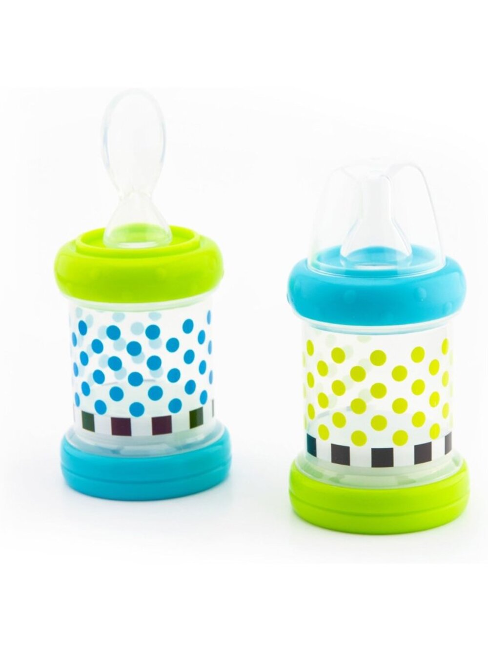 Set of 2 Baby Food Nursers - 4oz Silicone Nipples & Spoons, BPA-Free, 4+ Months